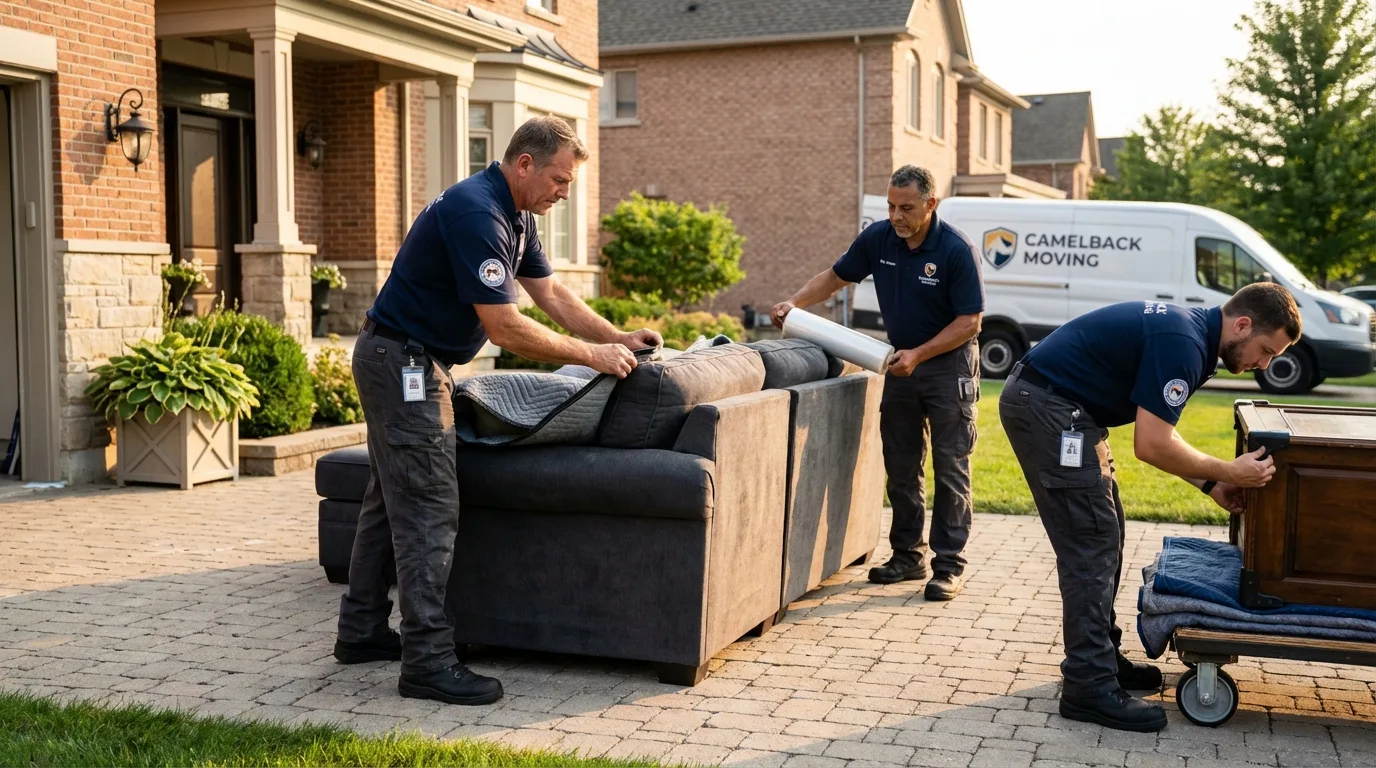 Large estate moving crew wrapping furniture in Denver City, TX