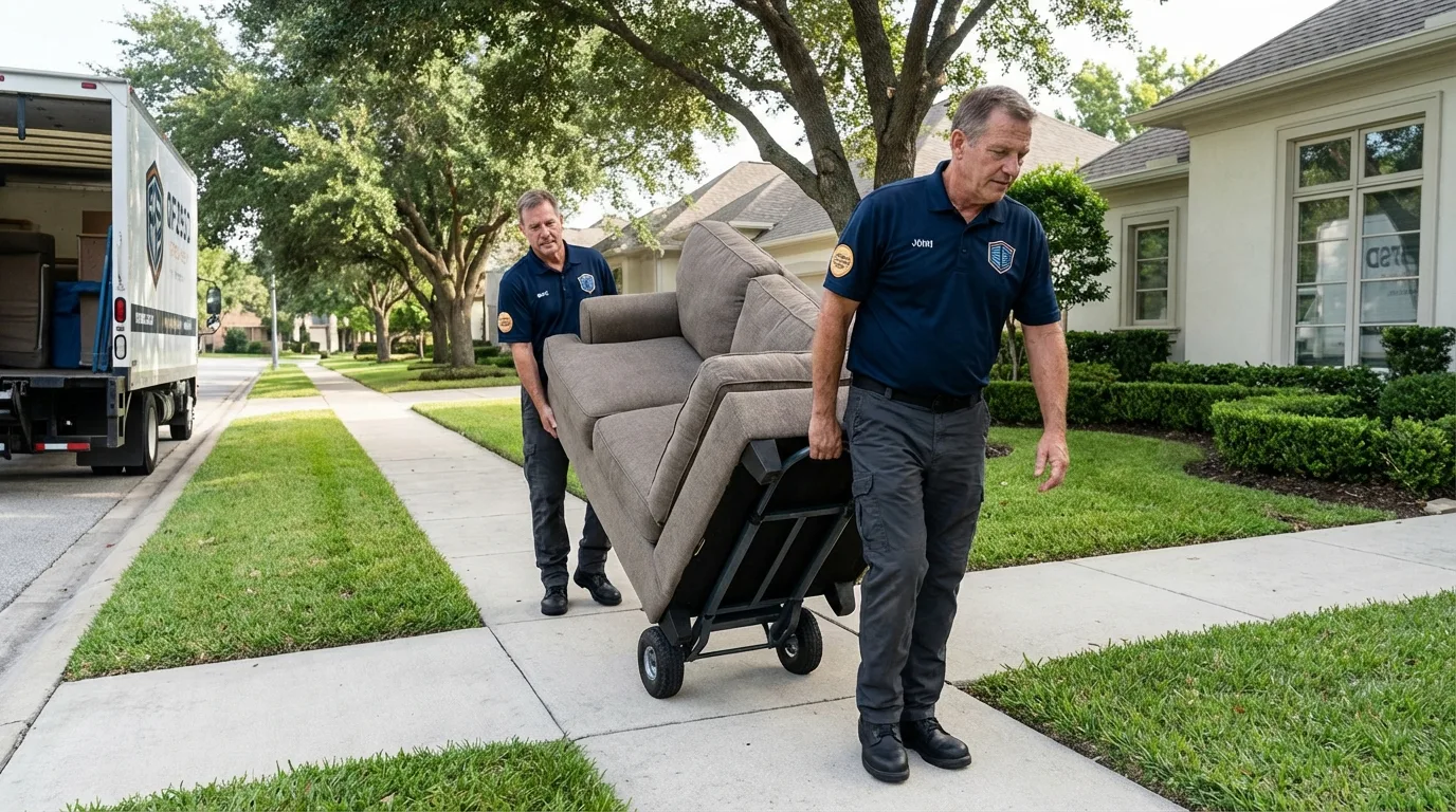 Local residential moving crew loading furniture in Denver City, TX
