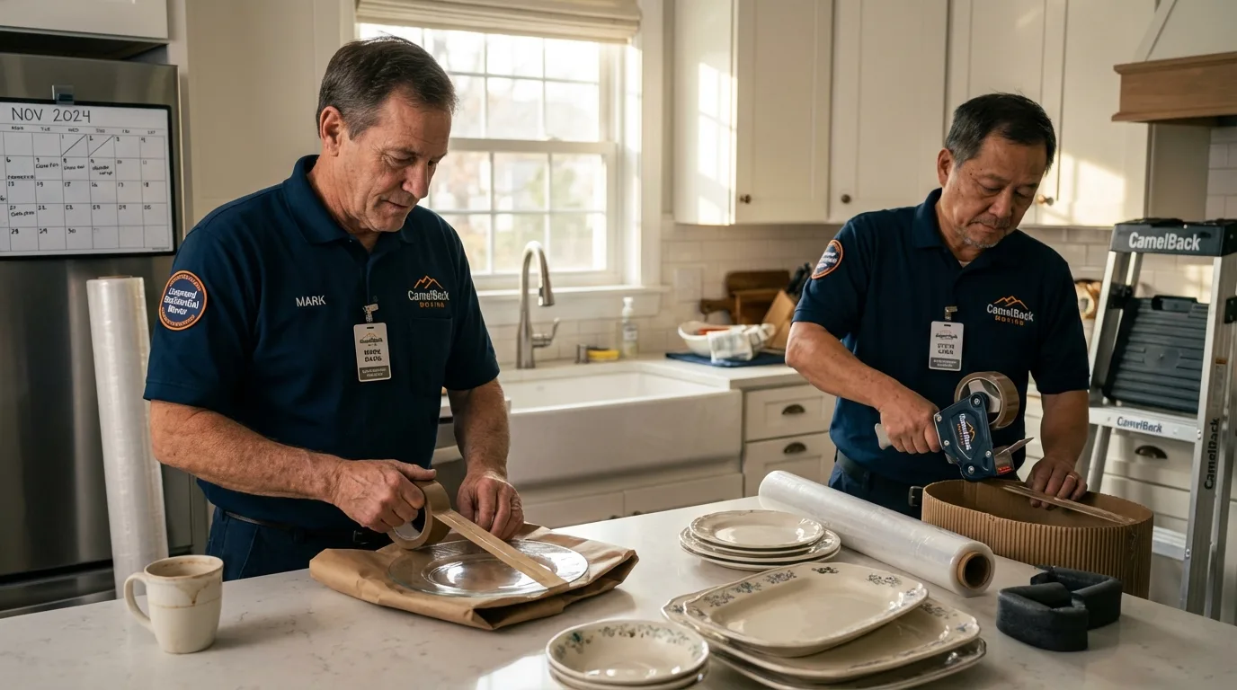 Professional crew packing kitchen dishware in Denver City, TX